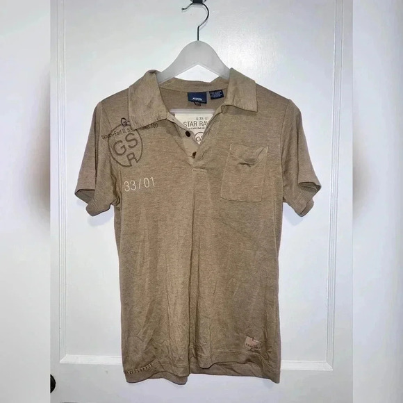 G Star Raw Tan Polo With Logo and Design - Picture 1 of 5